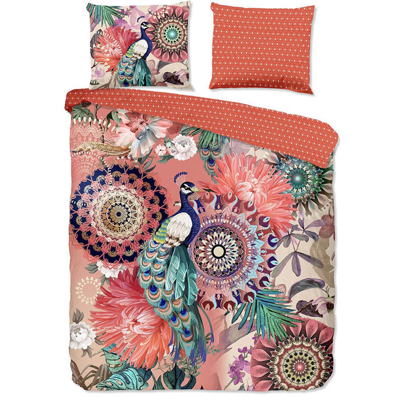 Dekbedovertrek Katoen Satijn Lynouk LitsJumeaux (240x220 Cm) Rood & Meerkleurig Katoen Satijn Patroon & Dieren HIP - Overtrek - 240x220 Cm - Dekbed-Discounter.nl