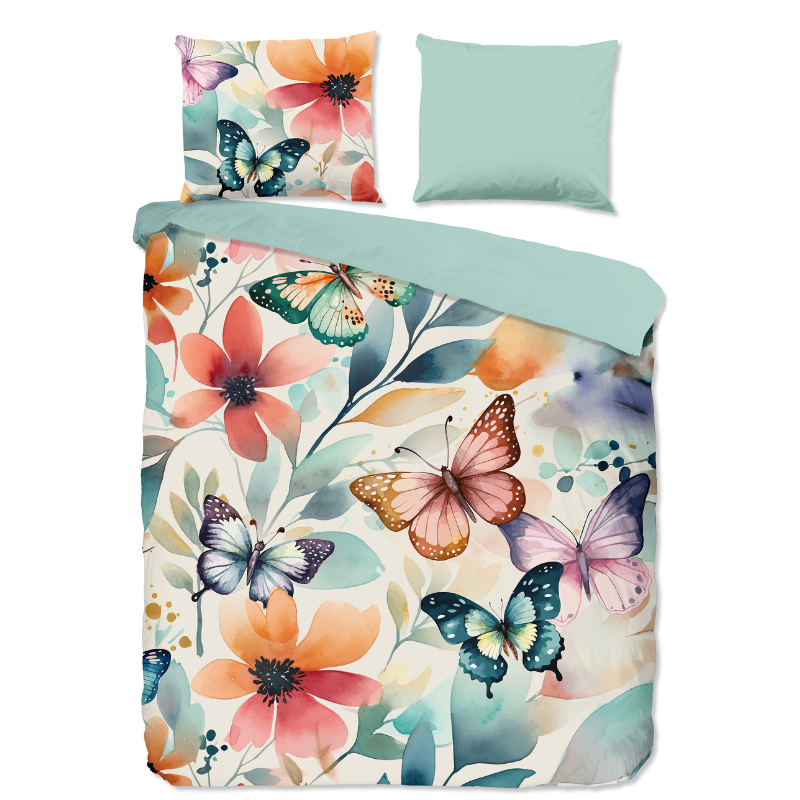 Dekbedovertrek Katoen Vallee LitsJumeaux (240x220 Cm) Meerkleurig Katoen Bloemen & Dieren Good Morning - Overtrek - 240x220 Cm (Lits-Jumeaux) - - Dekbed-Discounter.nl