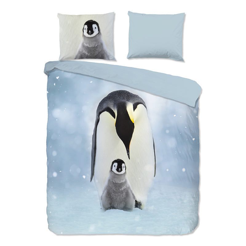 Dekbedovertrek KatoenFlanel Pinga LitsJumeaux (240x220 Cm) Blauw Katoen Flanel Natuur & Dieren Good Morning - Overtrek - 240x220 Cm - Dekbed-Discounter.nl