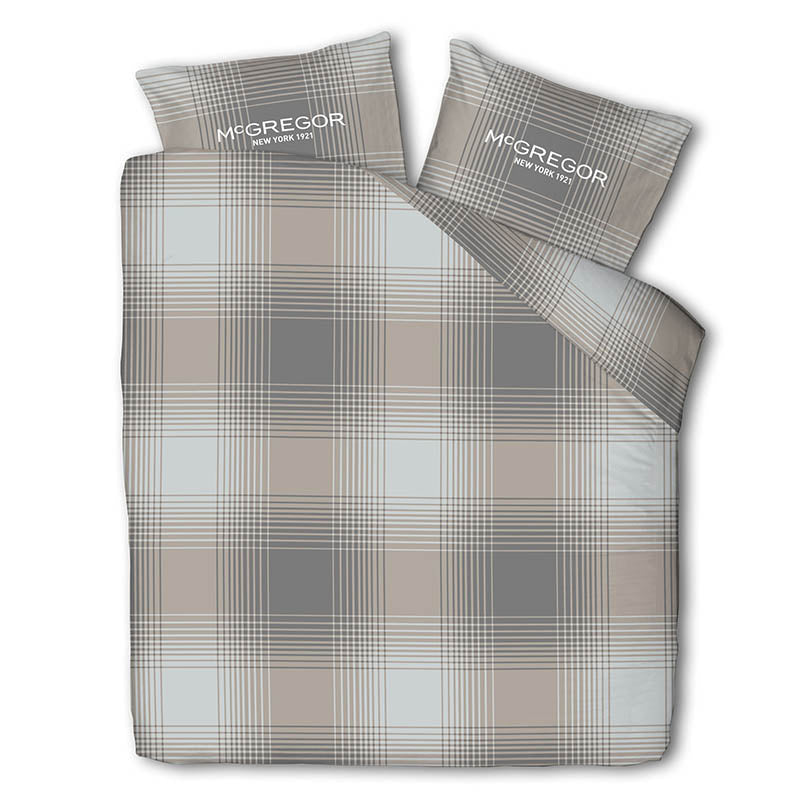 Dekbedovertrek McGregor - Katoen-Flanel - Taupe Tartan - Tweepersoons (200x200 Cm) - Taupe & Meerkleurig Flanel - Ruiten - McGregor - Dekbed-Discounter.nl