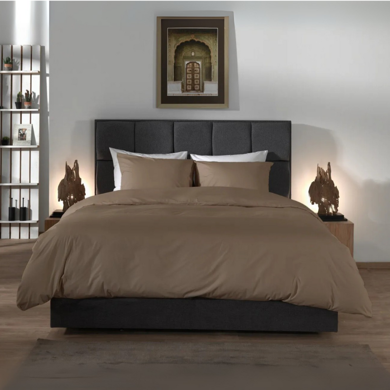Dekbedovertrek PercaleKatoen Taupe LitsJumeaux (240x220 Cm) Taupe Percale Katoen Effen Yellow Suites - Overtrek - 240x220 Cm (Lits-Jumeaux) - - Dekbed-Discounter.nl