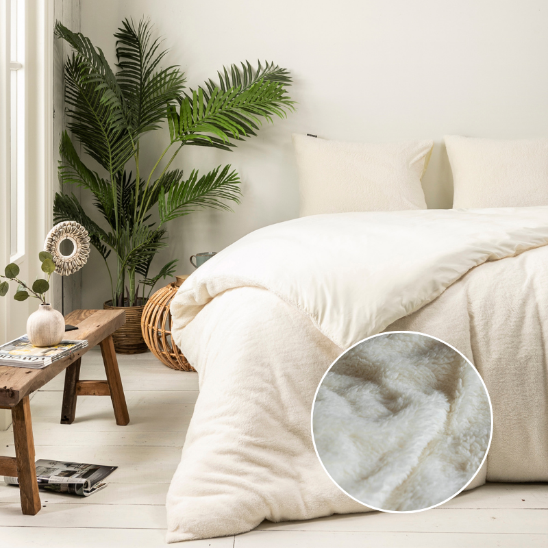 Dekbedovertrek Teddy Eenpersoons (140x200 Cm) Off White Microvezel Effen Fresh And Co - Overtrek - 140x200 Cm (Eenpersoons) - Fresh And Co - Dekbed-Discounter.nl