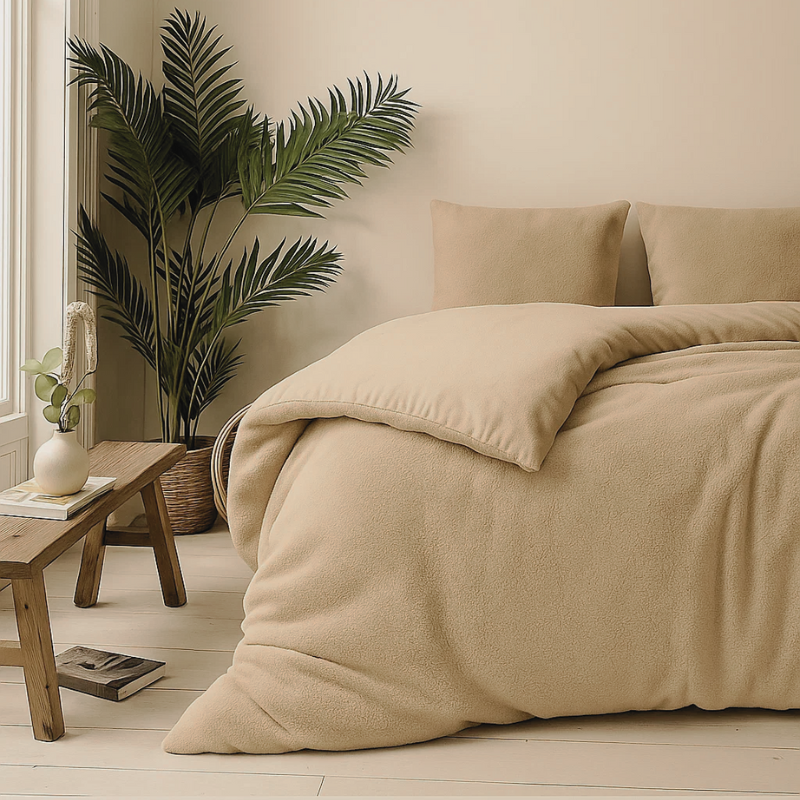 Dekbedovertrek Teddy LitsJumeaux (240x220 Cm) Taupe Microvezel Teddy Effen Fresh And Co - Overtrek - 240x220 Cm (Lits-Jumeaux) - Fresh And Co - Dekbed-Discounter.nl