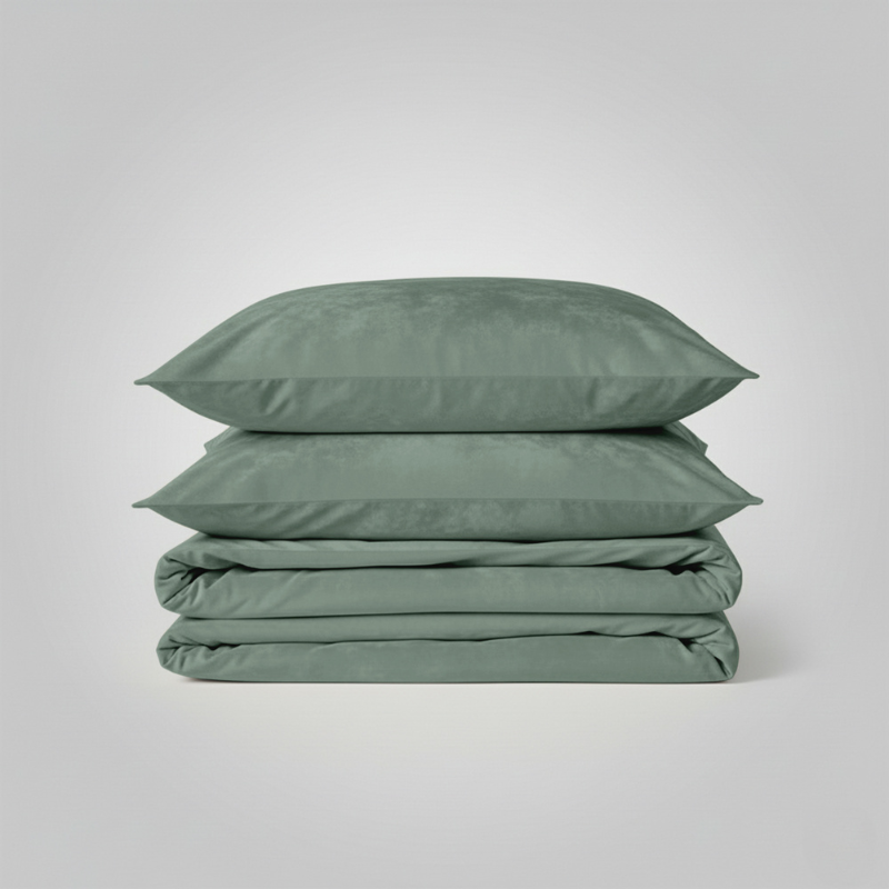 Dekbedovertrek Velvet Uni - Groen - Tweepersoons (200x200 Cm) - Groen Velvet (Microvezel) - Effen - Zydante - Dekbed-Discounter.nl