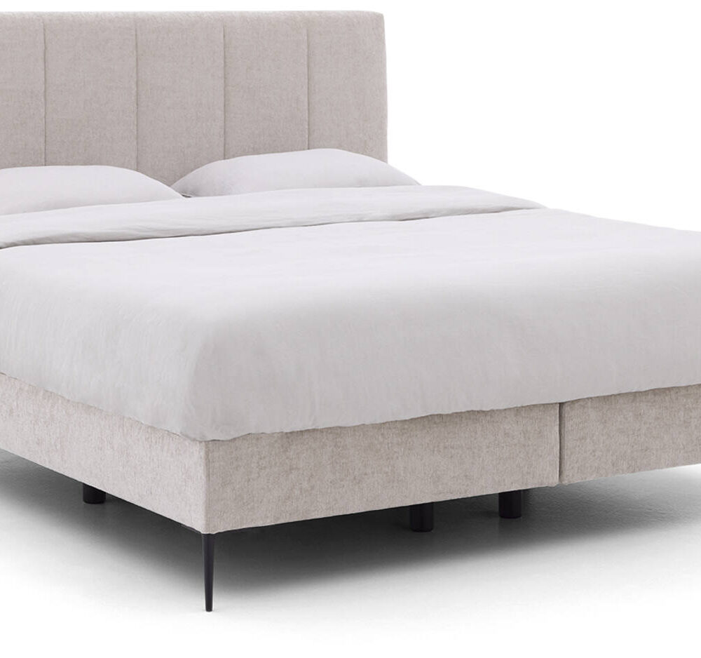 Goossens Boxspring Ease Solid Incl. Matras, Vlak 140 x 200 cm (=2x 70 x 200 cm) met hoofdbord + 2x matras shapes 1