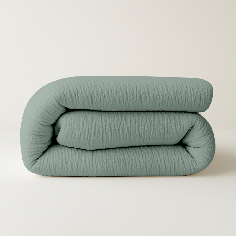 1+1 Gratis Wasbaar Easy Dekbed Zonder Overtrek - Zonder Overtrek Mousseline Groen - Exclusief Kussensloop - 140x200 Cm (Eenpersoons) - Zydante 300 Gram Per M² - Dekbed-Discounter.nl