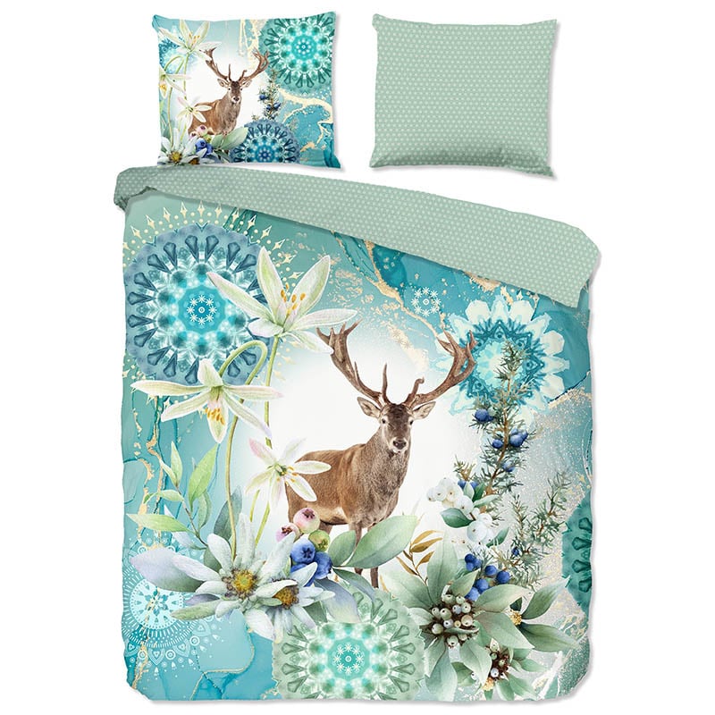 2e -50% | Dekbedovertrek Katoen Satijn Xela Tweepersoons (200x200 Cm) Meerkleurig Katoen Satijn Katoen Natuur & Bloemen & Dieren HIP - Overtrek - 200x200 - Dekbed-Discounter.nl