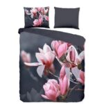 2e -50% | Dekbedovertrek Macy - Eenpersoons (140x200 Cm) - Antraciet & Meerkleurig Microvezel - Bloemen - Pure - Dekbed-Discounter.nl