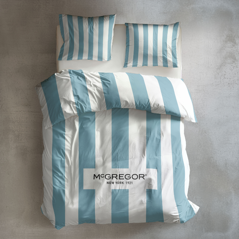 2e -50% | Dekbedovertrek McGregor Classic Lichtblauw LitsJumeaux (240x220 Cm) Blauw & Wit Katoen Microvezel Strepen & Hotel Luxe McGregor - Overtrek - - Dekbed-Discounter.nl