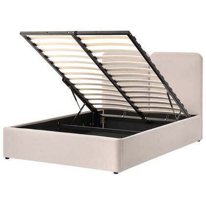 Beliani-ARBOIS-Bed met opbergruimte-Beige-140 x 200 cm-Polyester