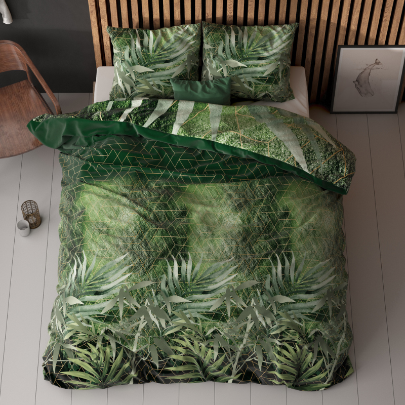 Dekbedovertrek Green Art Soft - Lits-Jumeaux (240x220 Cm) - Groen Microvezel - Natuur - Sleeptime Classy - Dekbed-Discounter.nl