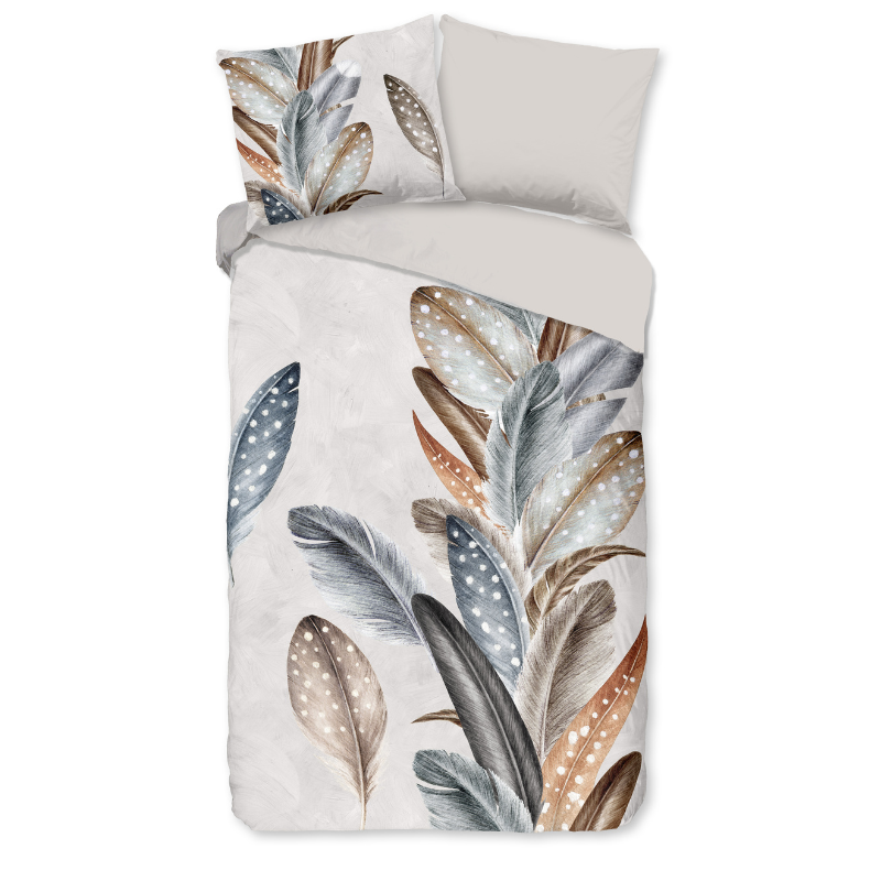 Dekbedovertrek Katoen - Eina - Eenpersoons (140x200 Cm) - Meerkleurig Katoen Flanel - Natuur - Good Morning - Dekbed-Discounter.nl