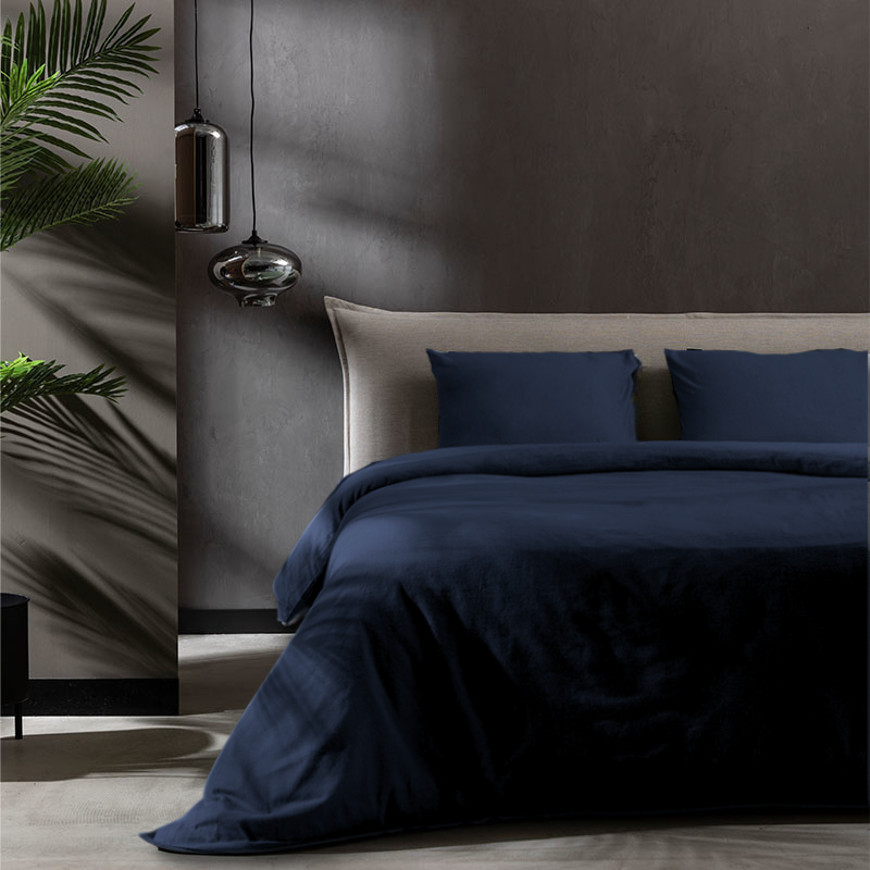 Dekbedovertrek Katoen Flanel Uni LitsJumeaux (240x220 Cm) Navy Katoen Flanel Effen Fresh And Co - Overtrek - 240x220 Cm (Lits-Jumeaux) - Fresh - Dekbed-Discounter.nl