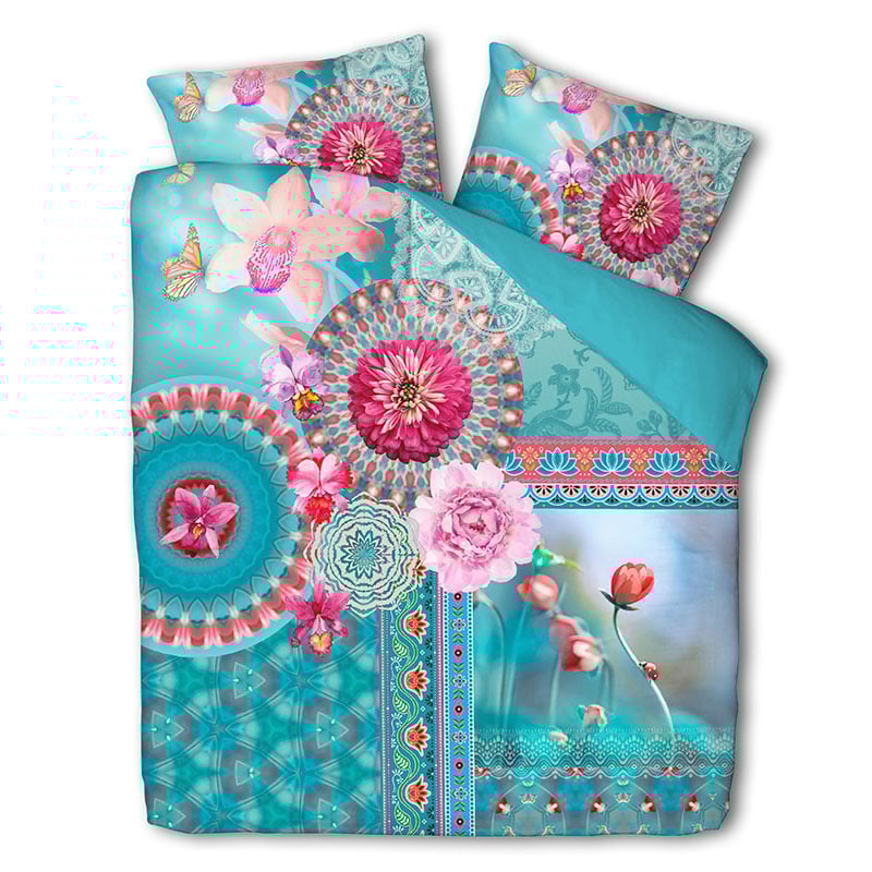 Dekbedovertrek Katoen - Mandala Flowers - Tweepersoons (200x200 Cm) - Meerkleurig & Blauw Katoen - Natuur & Bloemen - Cloud Nine - Dekbed-Discounter.nl