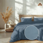 Dekbedovertrek Katoen Satijn Banda Blauw Tweepersoons (200x200 Cm) Blauw Katoen Satijn Strepen Heckett Lane - Overtrek - 200x200 Cm - Dekbed-Discounter.nl