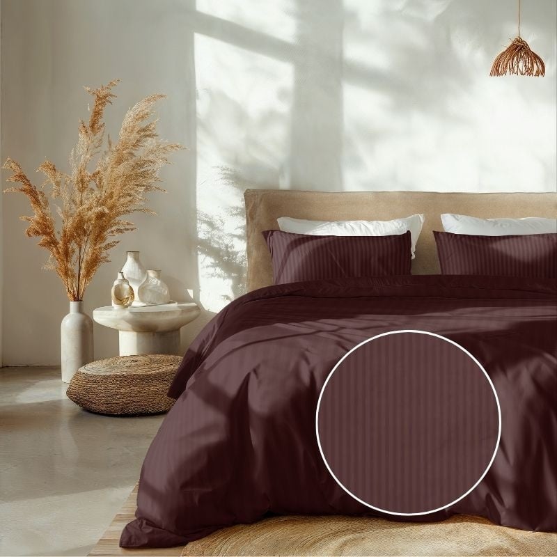 Dekbedovertrek Katoen Satijn Banda Bruin LitsJumeaux XL (260x200 Cm) Bruin Katoen Satijn Strepen Heckett Lane - Overtrek - 260x200 Cm - Dekbed-Discounter.nl