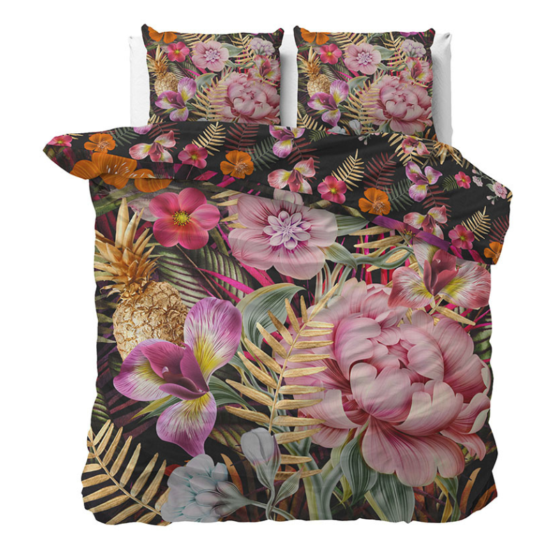 Dekbedovertrek Katoen-Satijn - Chasey - 240x200 Cm - Eenpersoons (140x200 Cm) - Meerkleurig Katoen-satijn - Bloemen - Dekbed Discounter - Dekbed-Discounter.nl