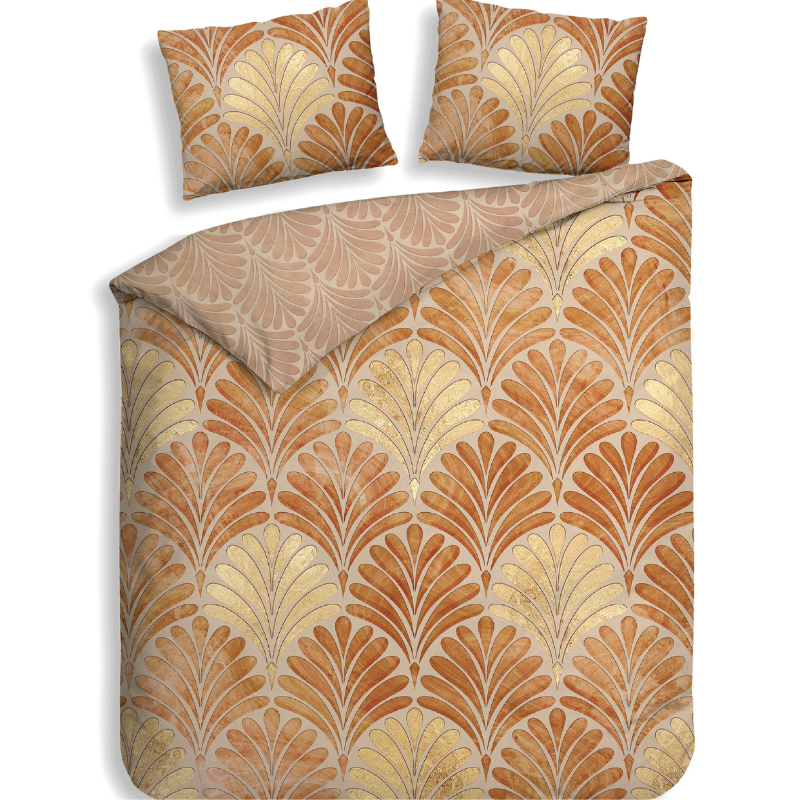 Dekbedovertrek Katoen-Satijn - Double Face - Elif - Tweepersoons (200x200 Cm) - Oranje Katoen-satijn - - Heckett Lane - Dekbed-Discounter.nl