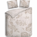 Dekbedovertrek Katoen-Satijn - Double Face - Ling - Lits-Jumeaux XL (260x200 Cm) - Beige Katoen-satijn - Bloemen - Heckett Lane - Dekbed-Discounter.nl