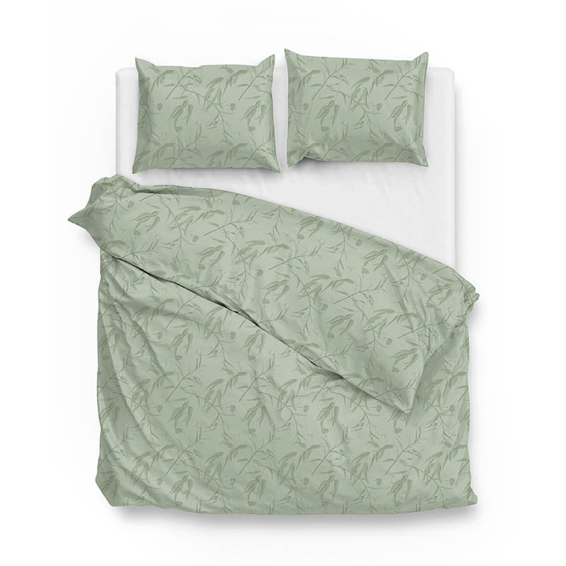 Dekbedovertrek Katoen-Satijn - Fiora Di Satinado - Foam Green - Lits-Jumeaux (240x220 Cm) - Groen Katoen-satijn - Natuur - Zo!Home - Dekbed-Discounter.nl