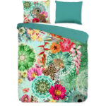 Dekbedovertrek Katoen Satijn Ximena Eenpersoons (140x200 Cm) Groen & Meerkleurig Katoen Satijn Katoen Natuur & Bloemen & Dieren HIP - Overtrek - - Dekbed-Discounter.nl