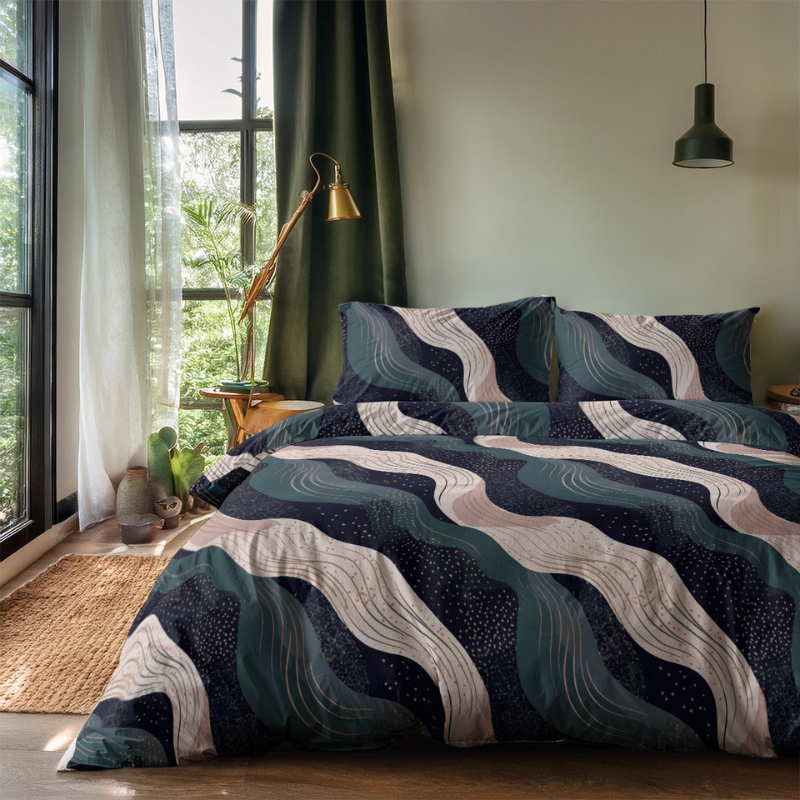 Dekbedovertrek Painted Swirls Tweepersoons (200x200 Cm) Taupe Microvezel Natuur Zydante - Overtrek - 200x200 Cm (Tweepersoons) - Zydante - Dekbed-Discounter.nl