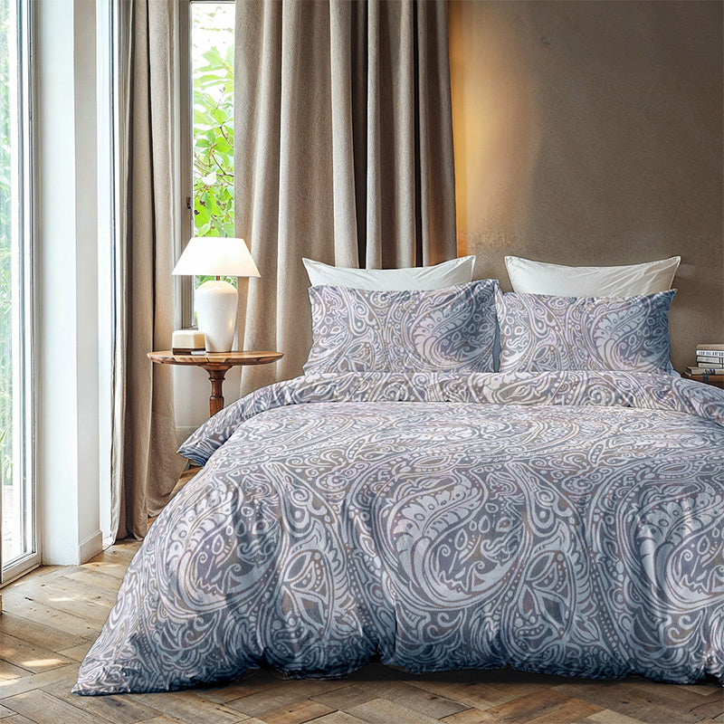 Dekbedovertrek Paisley Mosaic - Tweepersoons (200x200 Cm) - Grijs Microvezel - Luxe - Zydante - Dekbed-Discounter.nl