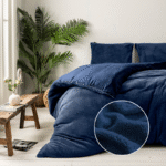 Dekbedovertrek Teddy - Tweepersoons (200x200 Cm) - Navy Microvezel Teddy - Effen - Fresh And Co - Dekbed-Discounter.nl