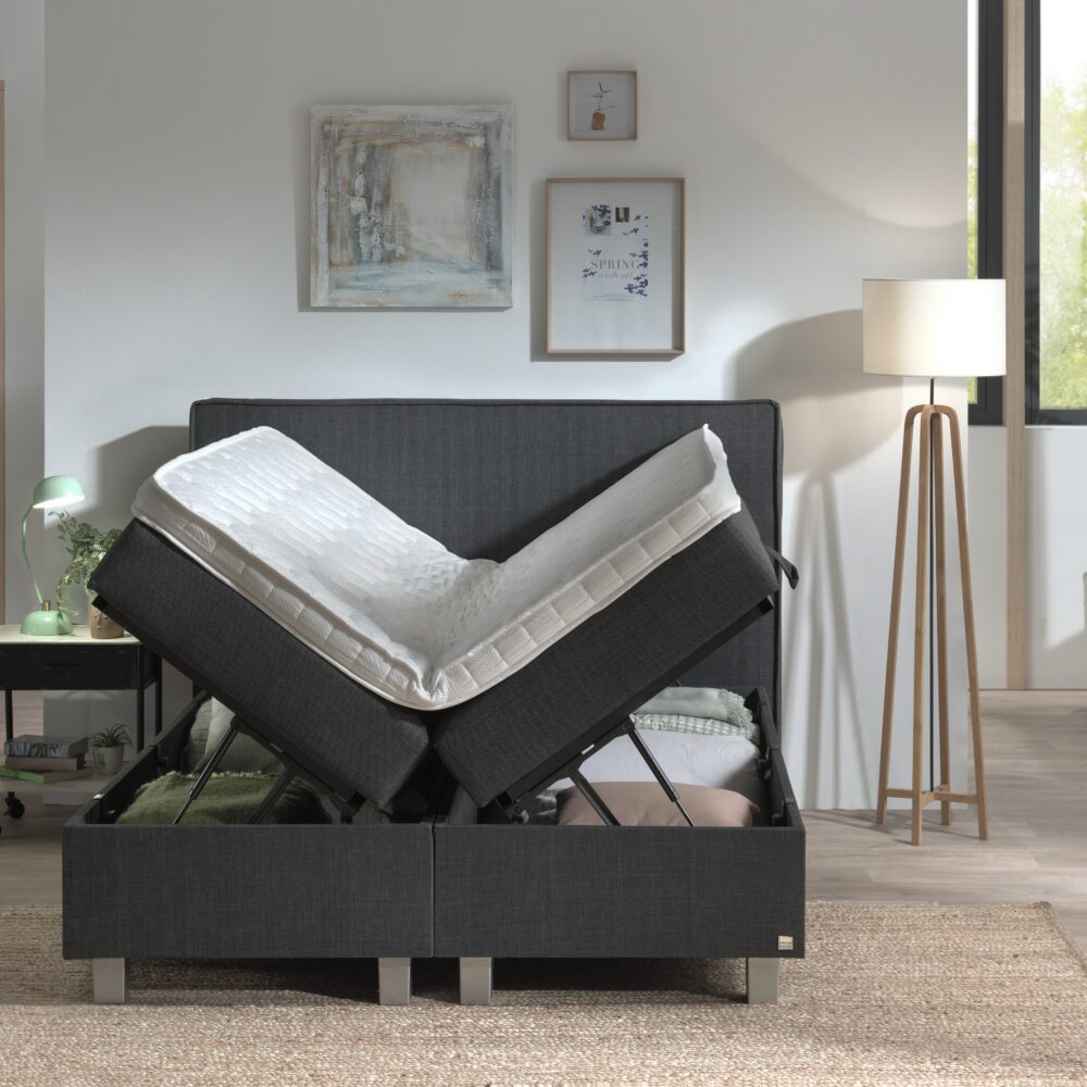 Dreamhouse - Slim Boxspring met opbergruimte - Antraciet - 160 x 200 / zonder montage