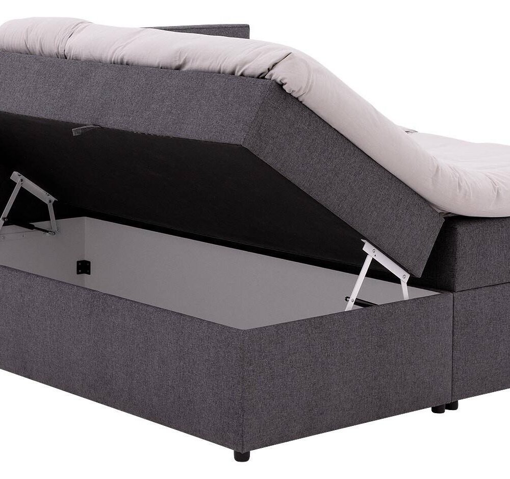 Goossens Basic Boxspring Compleet Store Storage Box, Vlak 160 x 200 cm (=2x 80 x 200 cm) met hoofdbord zonder voetbord incl. 2x matras