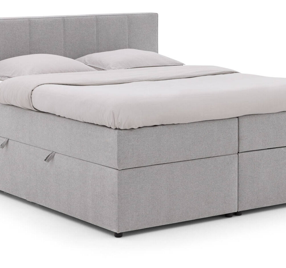 Goossens Basic Boxspring Compleet Store Storage Box, Vlak 180 x 200 cm (=2x 90 x 200 cm) met hoofdbord zonder voetbord incl. 2x matras