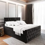 OP=OP Opberg Boxspring Fluweel Fondi 140 x 200 Zwart - incl. voetbord - Copy