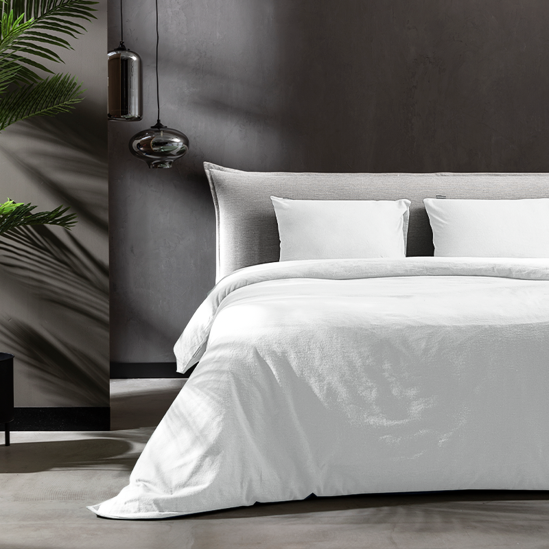 Tot -60% | Dekbedovertrek Katoen Flanel - Uni - Lits-Jumeaux (240x220 Cm) - Wit Katoen Flanel - Effen - Fresh And Co - Dekbed-Discounter.nl