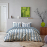 Dekbedovertrek Ocean Stripes - Lits-Jumeaux (240x220 Cm) - Wit & Blauw Microvezel - - Byrklund - Dekbed-Discounter.nl