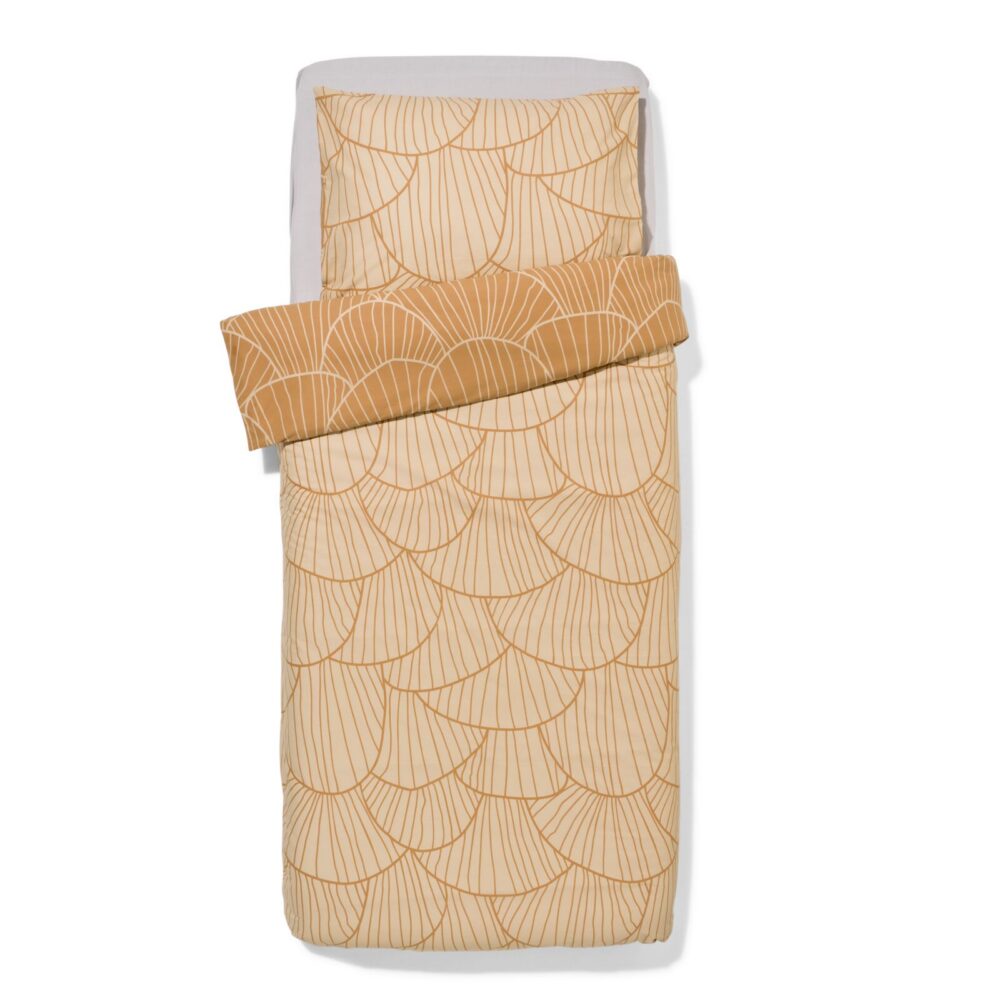 HEMA HEMA Dekbedovertrek 140x200/220cm Zacht Katoen Schelpen Zand (beige)