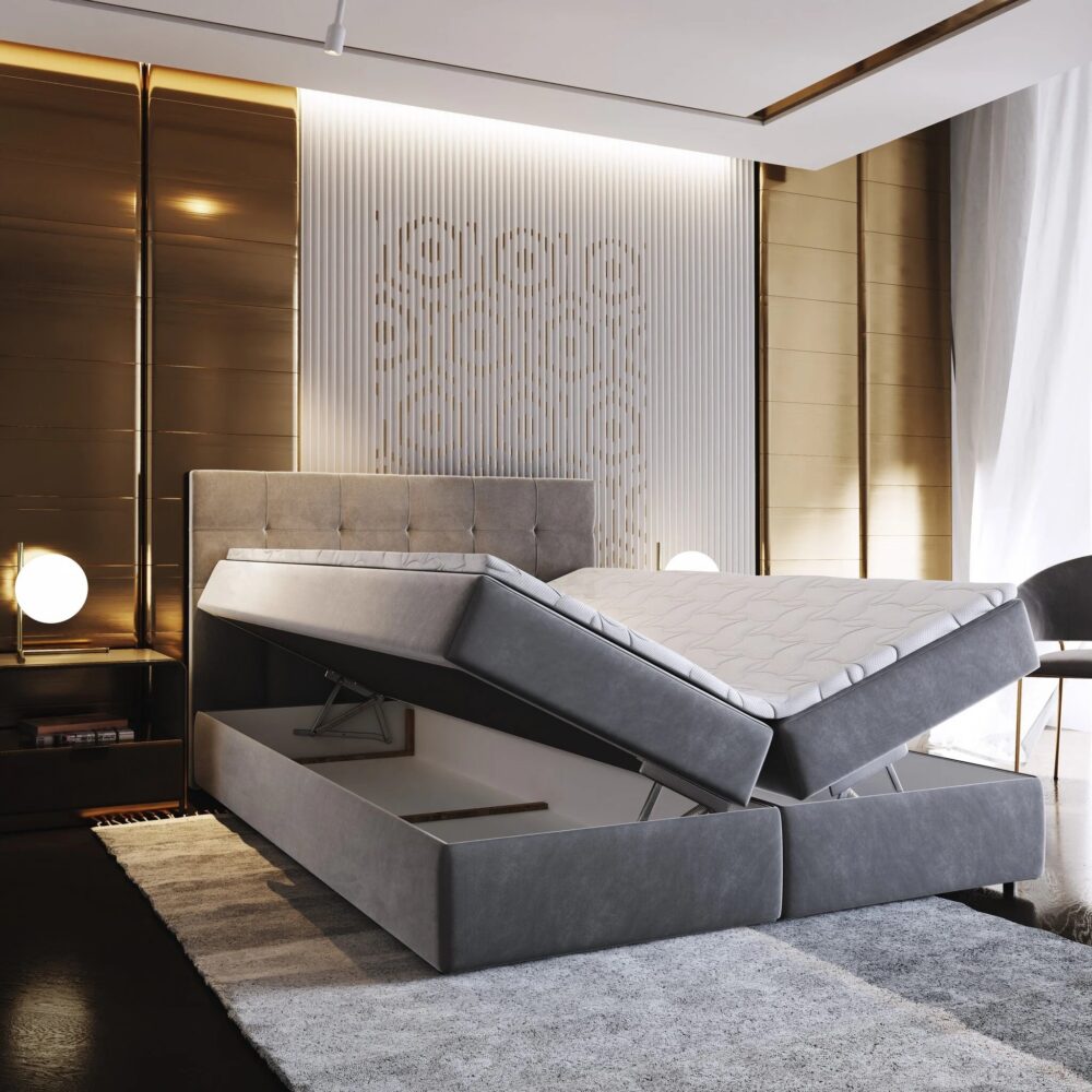 2dekans Opberg Boxspring Bloss 160 x 200 Grijs - (Niet in originele verpakking - Kans op schade)