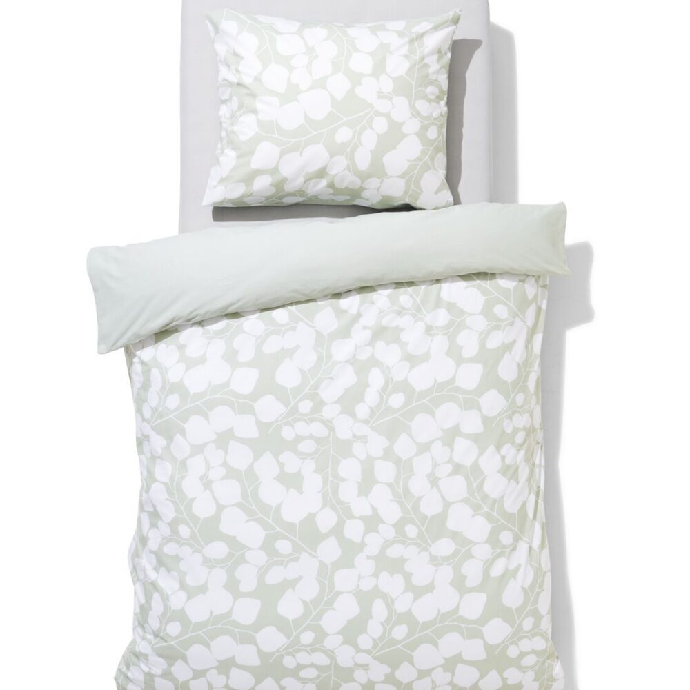 HEMA HEMA Dekbedovertrek 140x200/220cm Zacht Katoen Bladeren Groen (groen)