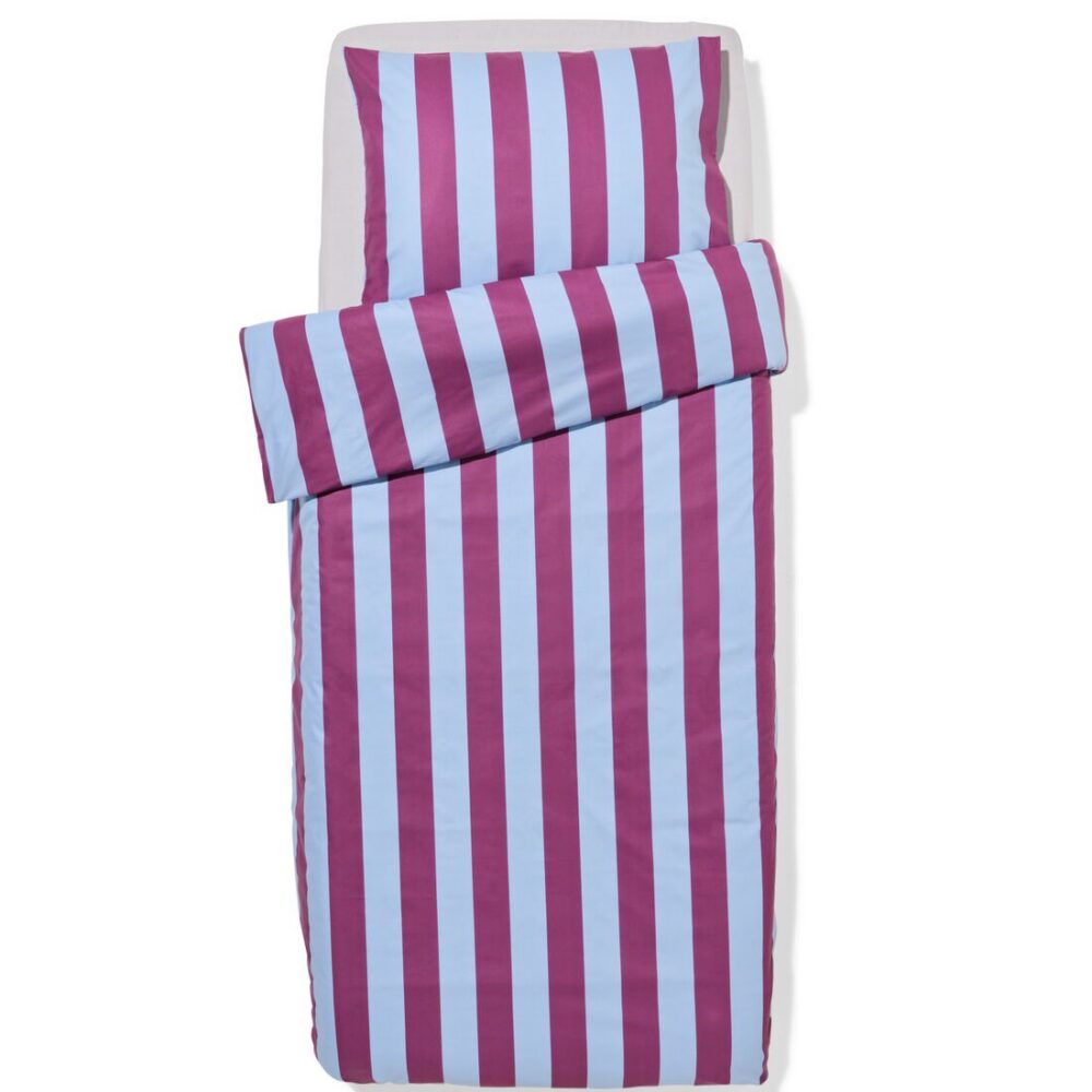 HEMA HEMA Dekbedovertrek 140x200/220cm Zacht Katoen Strepen Blauw-paars (multi)