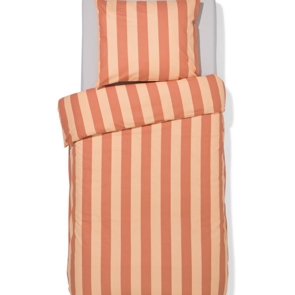HEMA HEMA Dekbedovertrek 140x200/220cm Zacht Katoen Strepen Perzik (perzik)