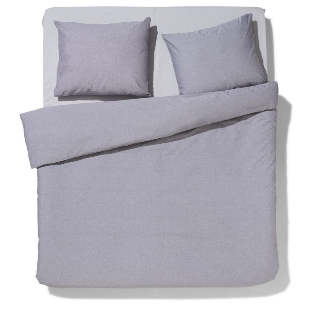 HEMA HEMA Dekbedovertrek 200x200/220cm Chambray Lichtgrijs (lichtgrijs)