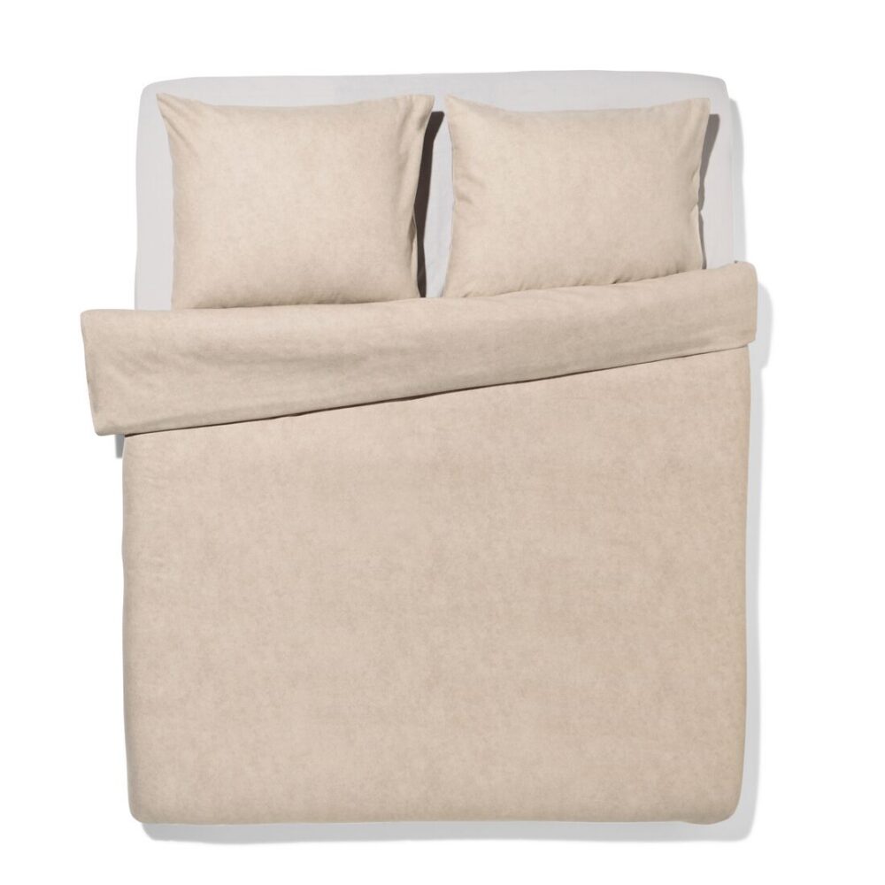 HEMA HEMA Dekbedovertrek 200x200/220cm Flanel Melange Greige (grijs)