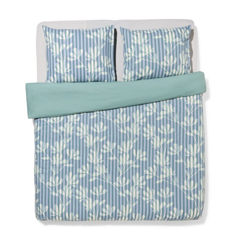HEMA HEMA Dekbedovertrek 240x200/220cm Zacht Katoen Strepen Groen-blauw (groen)