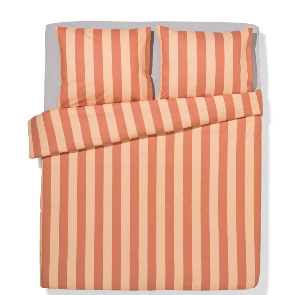 HEMA HEMA Dekbedovertrek 240x200/220cm Zacht Katoen Strepen Perzik (perzik)