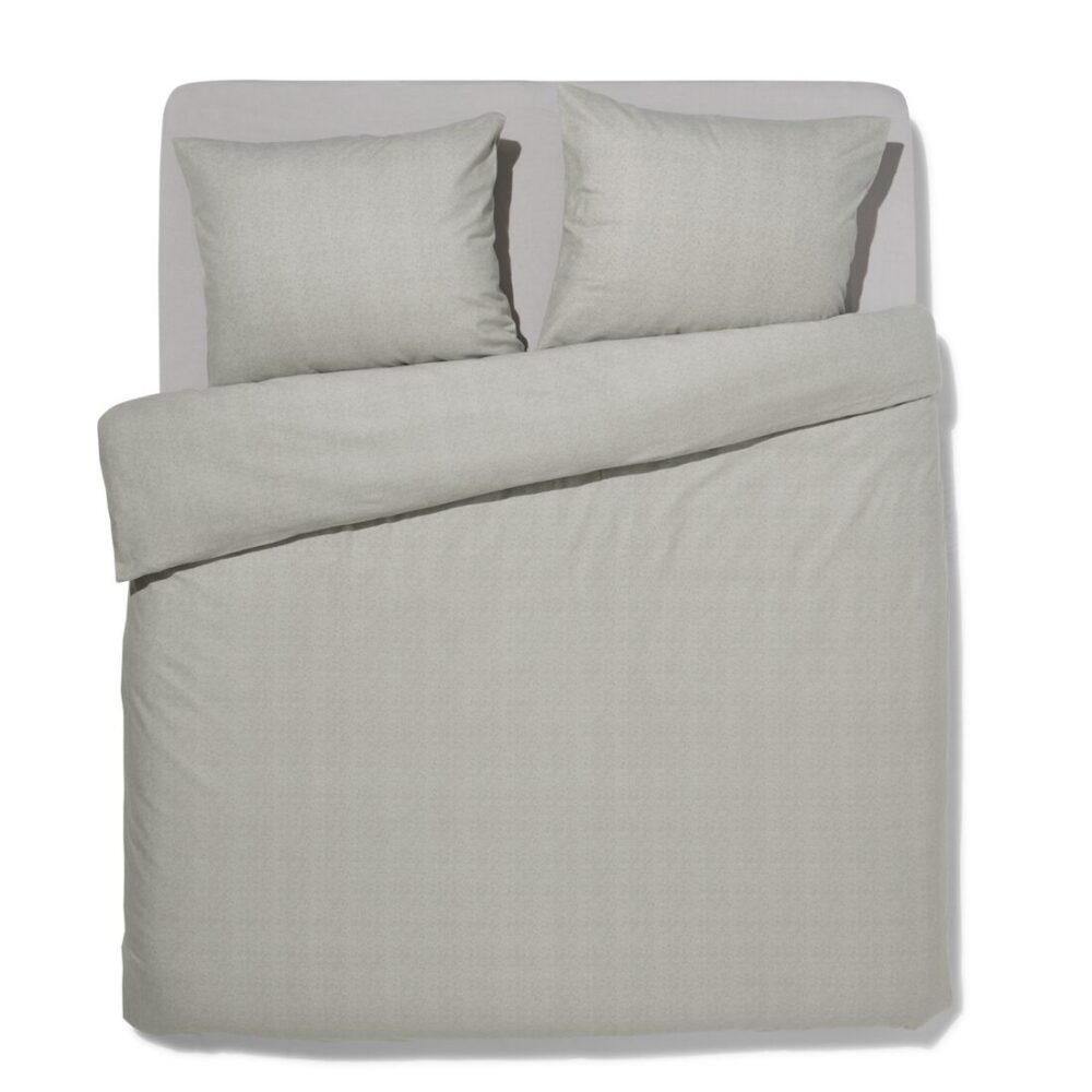 HEMA HEMA Dekbedovertrek Flanel 200x200/220 Melange Grijs (lichtgrijs)