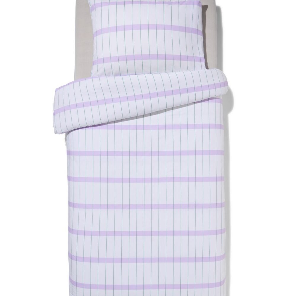 HEMA HEMA Dekbedovertrek Zacht Katoen 140x200/220 Blokjes Lila (lila)