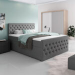 OP=OP Opberg boxspring Andy - 160 x 220 Antraciet - Incl. Voetbord