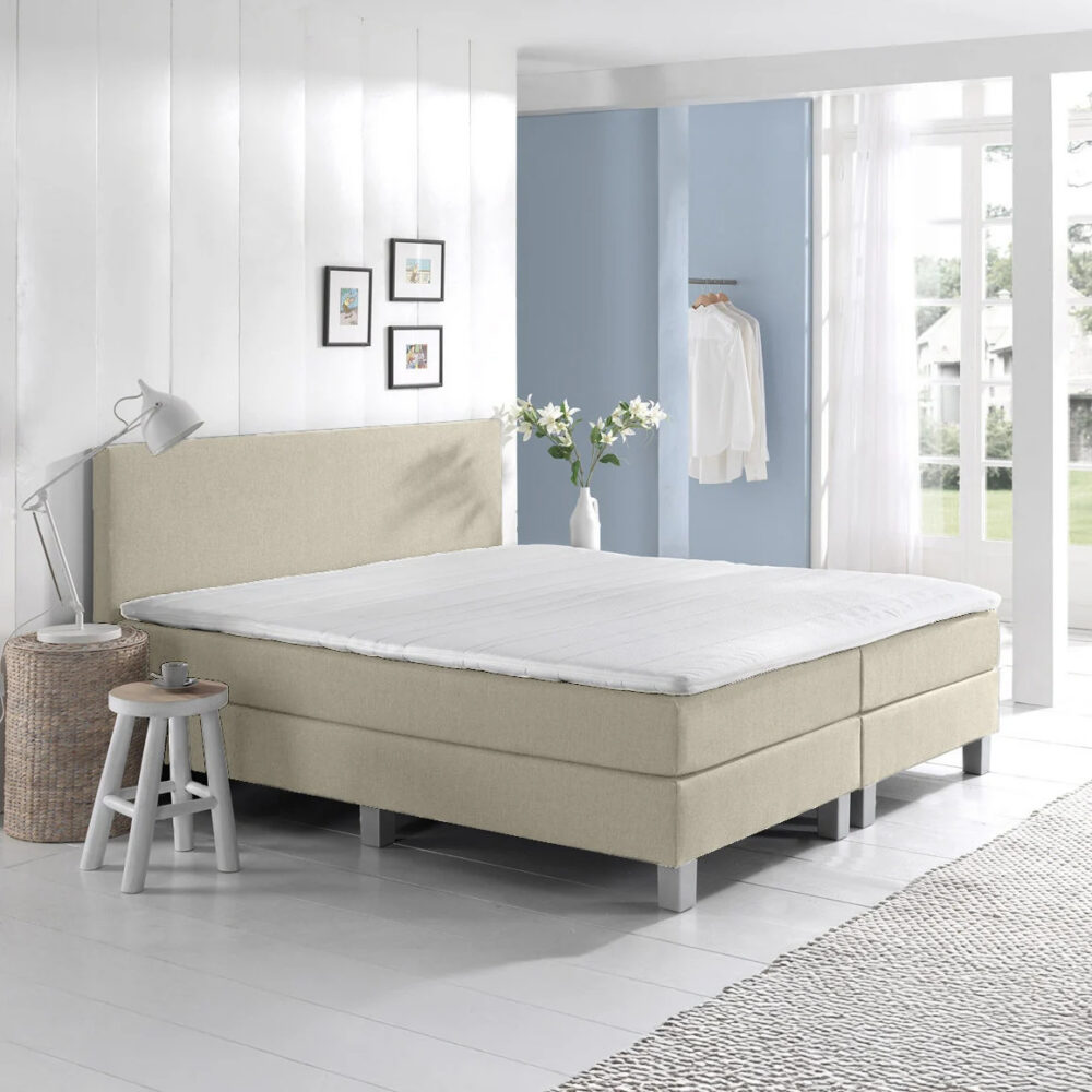 OP=OP Vaste boxspring Basic - 180 x 200 Naturel Beige - Incl. Pocketvering 500 veren m2
